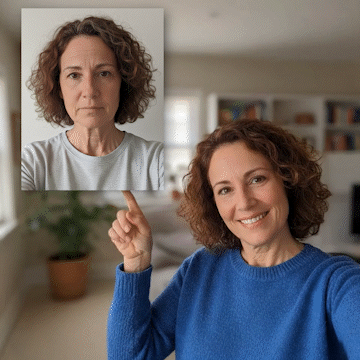 Luminara Rewind serum application skin texture before after